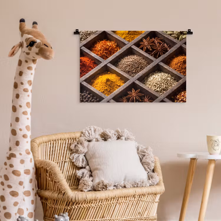 Wandkleed - Kruiden - Houten - Eten - Kruiden - Houten - Eten Wandkleed katoen klein