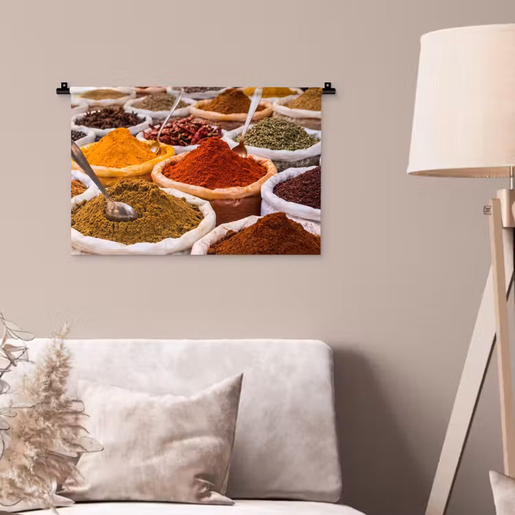 Wandkleed - Kruiden - Markt - Eten - Kruiden - Markt - Eten Wandkleed katoen klein