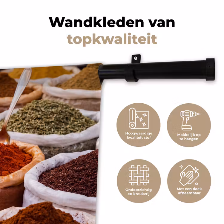 Wandkleed - Kruiden - Markt - Eten - Kruiden - Markt - Eten Wandkleed katoen klein