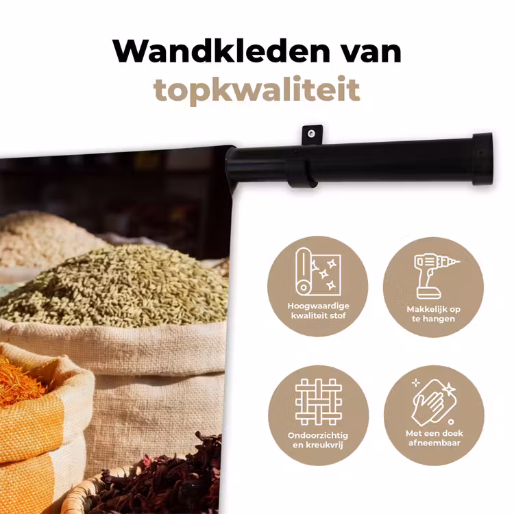 Wandkleed - Kruiden - Markt - Kleurrijk - Kruiden - Markt - Kleurrijk Wandkleed katoen klein