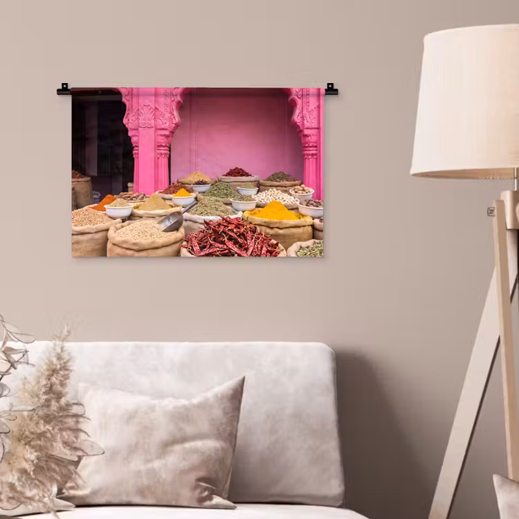 Wandkleed - Kruiden - Markt - Roze - Kruiden - Markt - Roze Wandkleed katoen klein