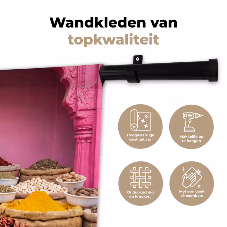 Wandkleed - Kruiden - Markt - Roze - Kruiden - Markt - Roze Wandkleed katoen klein