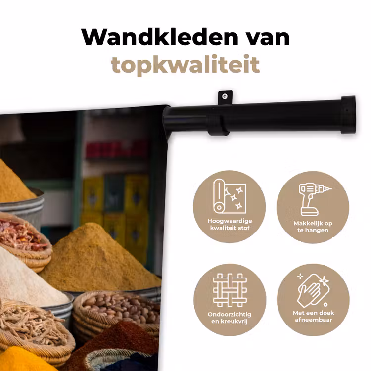 Kruiden - Ton - Specerijen - Geel - Bruin Wandkleed katoen klein -sfeer2