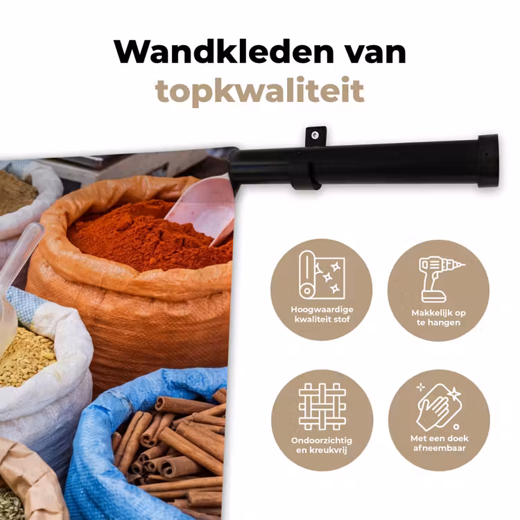 Wandkleed - Kruiden - Zakken - Markt - Kruiden - Zakken - Markt Wandkleed katoen klein