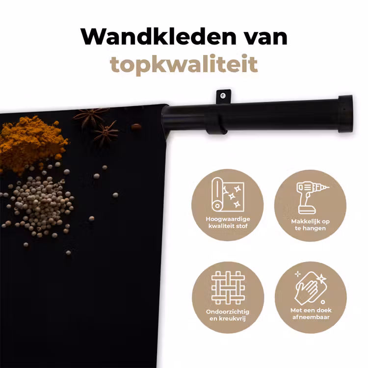 Kruiden - Zwart - Specerijen - Keuken - Koken Wandkleed katoen klein -sfeer2