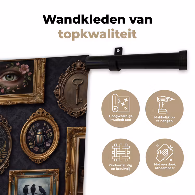 Kunst - Collectie - Vintage - Klassiek - Donker Wandkleed katoen klein -sfeer2