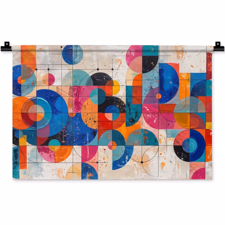 Kunst - Geometrisch - Abstract - Kleurrijk Wandkleed katoen klein -zz3d