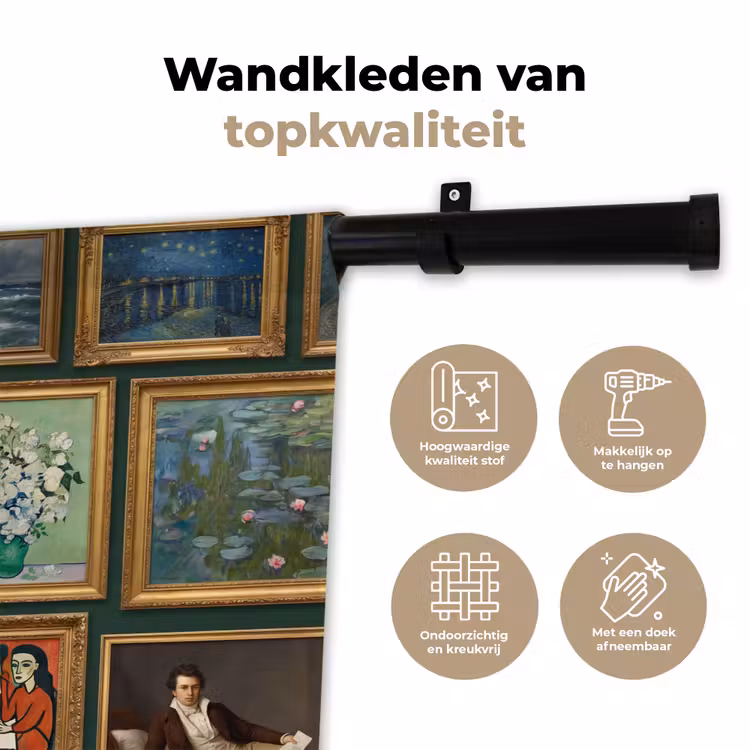 Kunst - Schilderijen - Collectie - Klassiek - Groen Wandkleed katoen klein -sfeer2