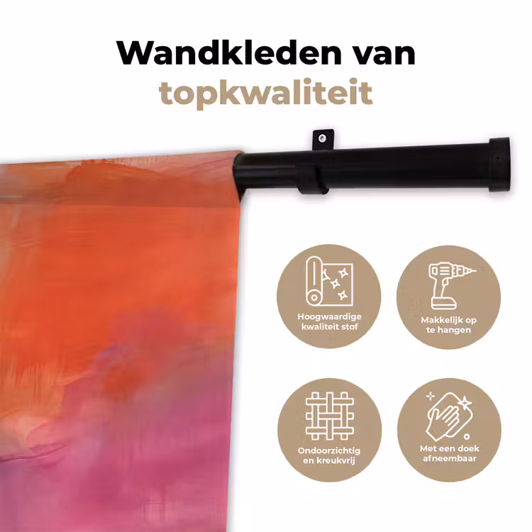 Kunst - Vloeiend - Overgangen - Oranje Wandkleed katoen klein -sfeer2