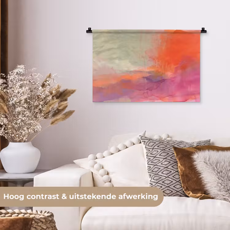 Kunst - Vloeiend - Overgangen - Oranje Wandkleed katoen klein -sfeer1