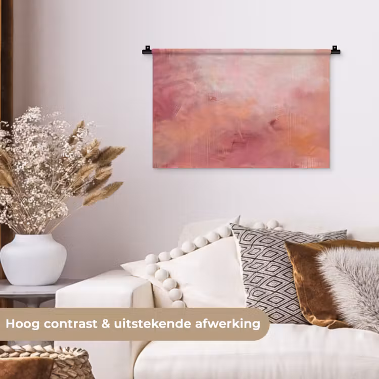 Kunst - Vloeiend - Pastel - Abstract Wandkleed katoen klein -sfeer1