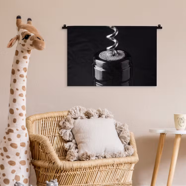 Kurkentrekker - Wijn - Zwart - Wit Wandkleed katoen klein -wsfeer5_kind