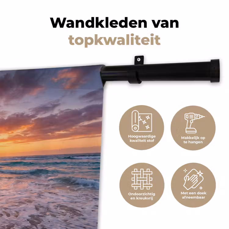 Kust - Rots - Zonsondergang - Zee - Natuur Wandkleed katoen klein -sfeer2