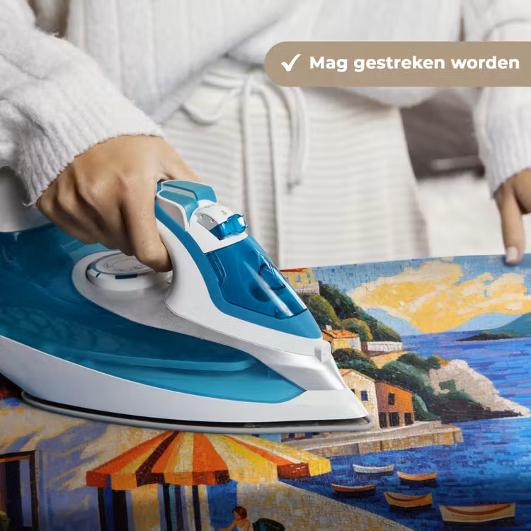 Kustdorp - Huisjes - Mozaïek - Zee Wandkleed katoen klein -sfeer9