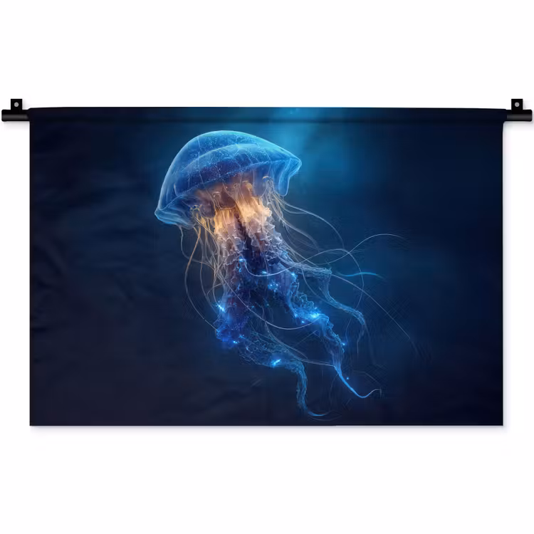 Kwal - Lichtgevend - Tentakels - Blauw Wandkleed katoen klein -zz3d