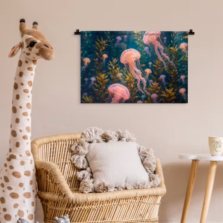 Kwal - Roze - Onderwater - Zeeleven - Dieren Wandkleed katoen klein -wsfeer5_kind