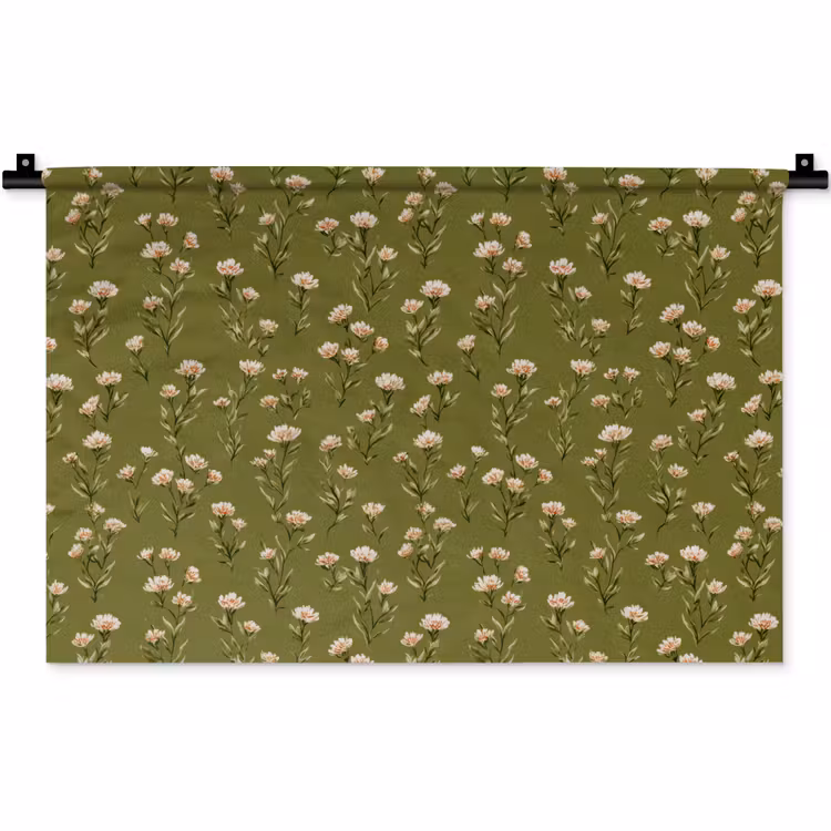 Landelijk - Bloemen - Groen Wandkleed katoen klein 269 -zz3d