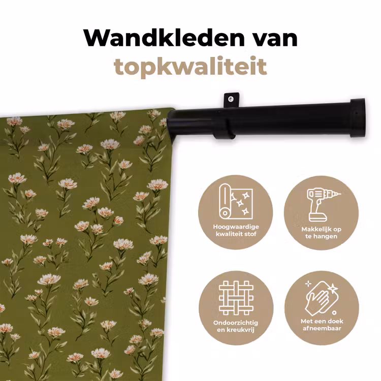 Landelijk - Bloemen - Groen Wandkleed katoen klein 269 -sfeer2