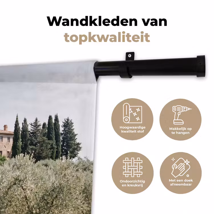 Wandkleed - Landhuis - olijfboom - gaard - Landhuis - olijfboom - gaard Wandkleed katoen klein