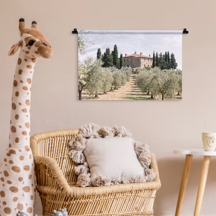 Wandkleed - Landhuis - olijfboom - gaard - Landhuis - olijfboom - gaard Wandkleed katoen klein