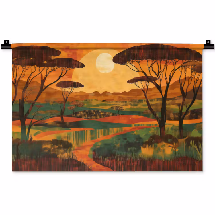 Landschap - Afrikaans - Zon Wandkleed katoen klein -zz3d