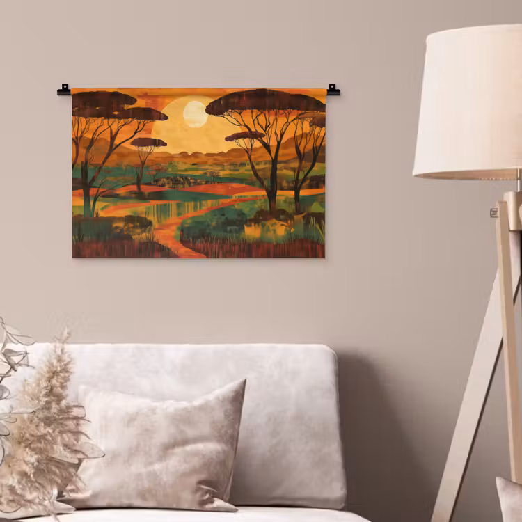 Landschap - Afrikaans - Zon Wandkleed katoen klein -sfeer4