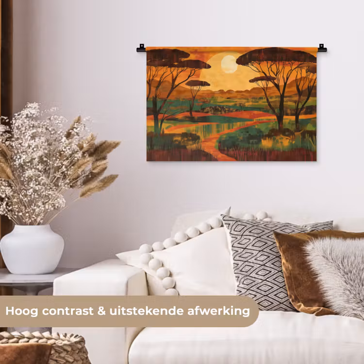 Landschap - Afrikaans - Zon Wandkleed katoen klein -sfeer1