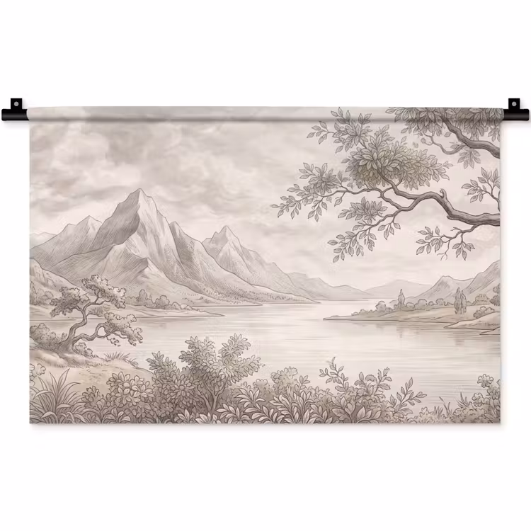 Landschap - Bergen - Meer - Natuur Wandkleed katoen klein -zz3d
