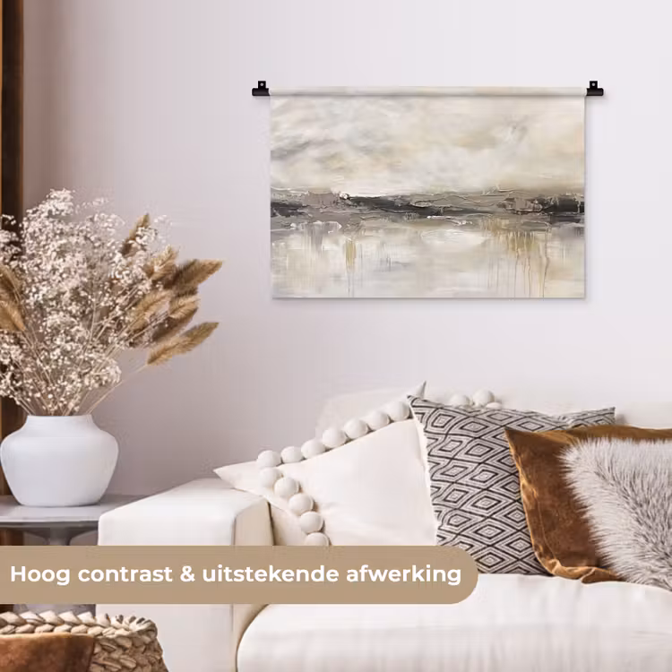Landschap - Horizon - Natuur - Abstract - Neutraal Wandkleed katoen klein -sfeer1