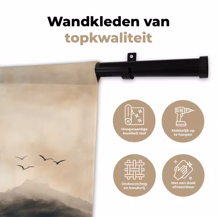 Landschap - Japandi - vogel Wandkleed katoen klein -sfeer2