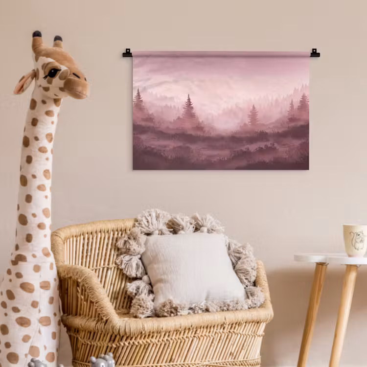 Landschap - Mistig - Roze Wandkleed katoen klein -wsfeer5_kind
