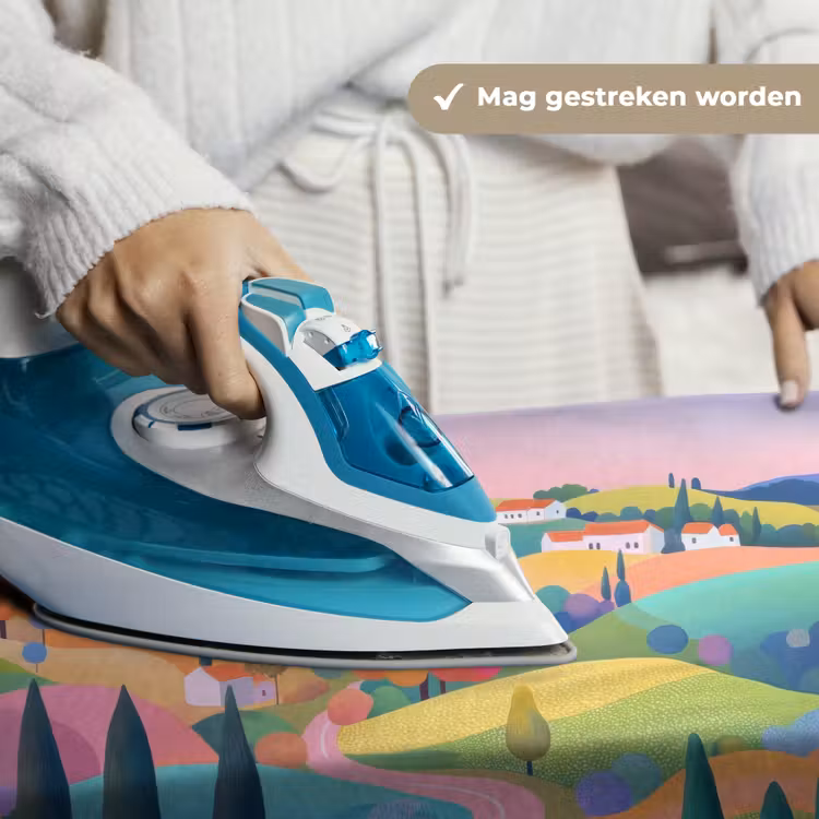 Landschap - Paars - Pastel - Huizen Wandkleed katoen klein -sfeer9