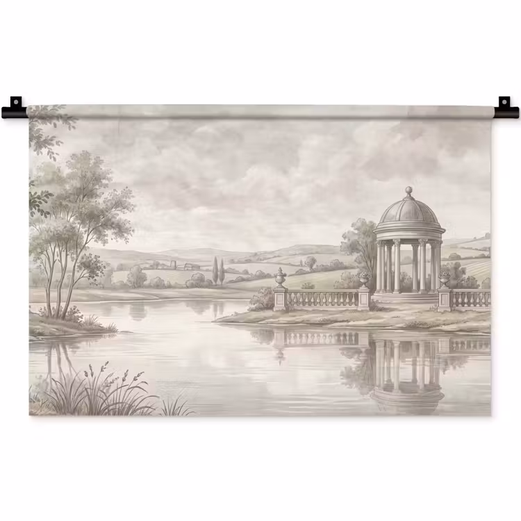 Landschap - Water - Natuur - Sepia Wandkleed katoen klein -zz3d