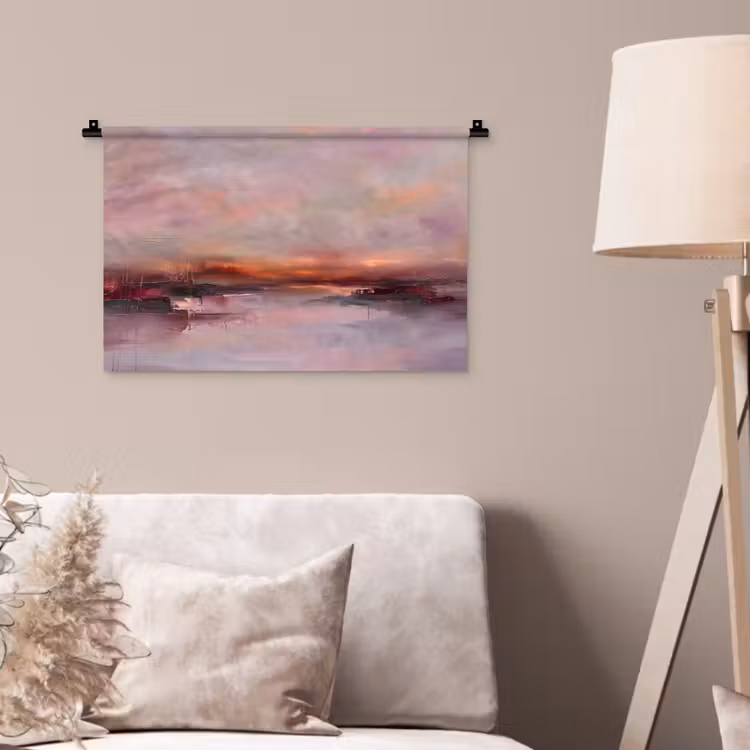 Landschap - Zonsondergang - Abstract - Modern - Roze Wandkleed katoen klein -sfeer4