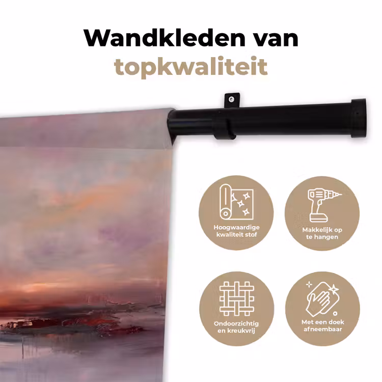 Landschap - Zonsondergang - Abstract - Modern - Roze Wandkleed katoen klein -sfeer2