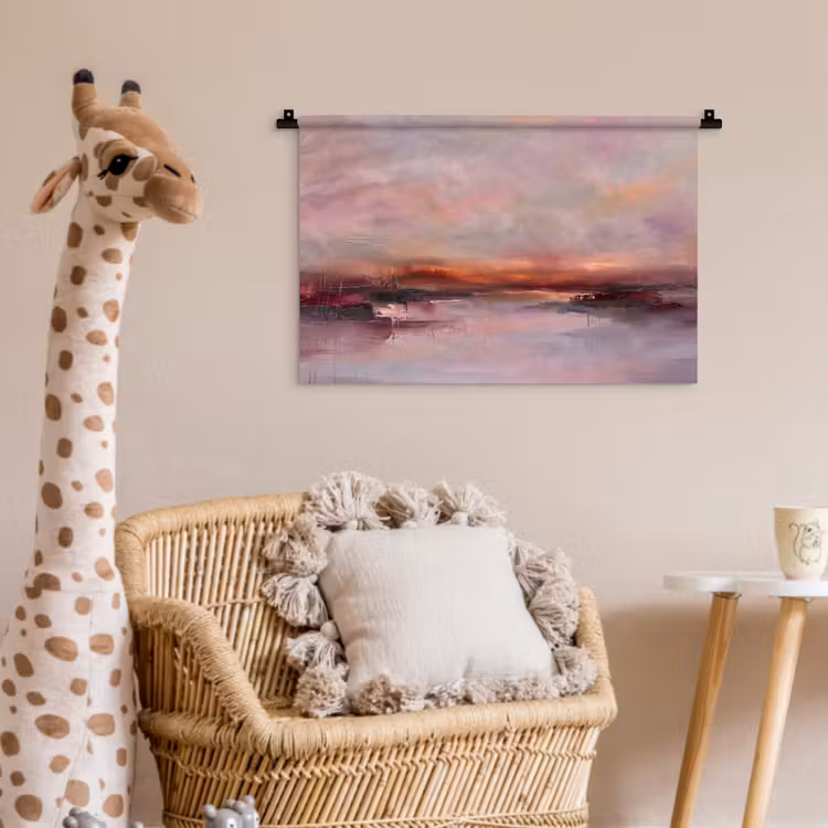 Landschap - Zonsondergang - Abstract - Modern - Roze Wandkleed katoen klein -wsfeer5_kind