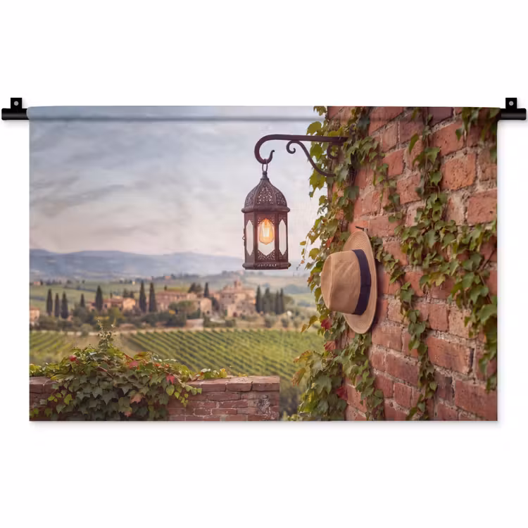Lantaarn - Wijngaard - Landschap - Italiaans Wandkleed katoen klein -zz3d
