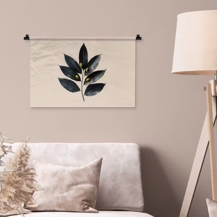 Laurierbladeren - Bloemknoppen - subtiel Wandkleed katoen klein -sfeer4