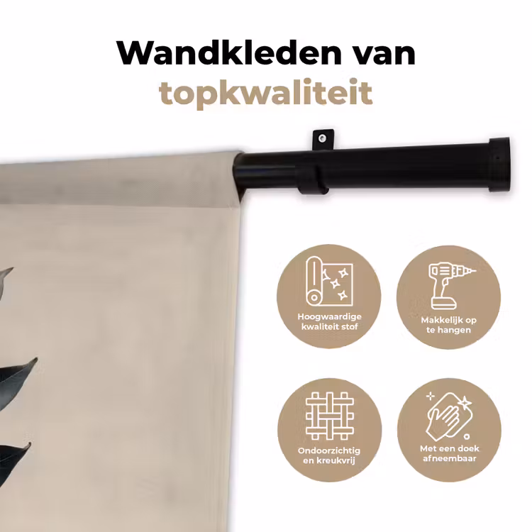 Laurierbladeren - Bloemknoppen - subtiel Wandkleed katoen klein -sfeer2