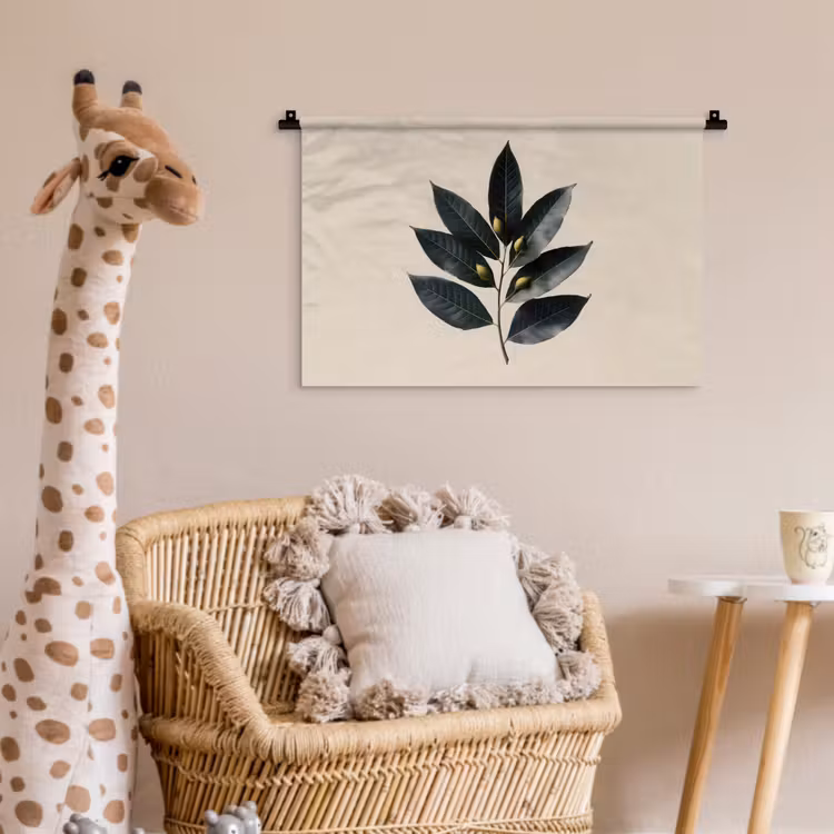 Laurierbladeren - Bloemknoppen - subtiel Wandkleed katoen klein -wsfeer5_kind