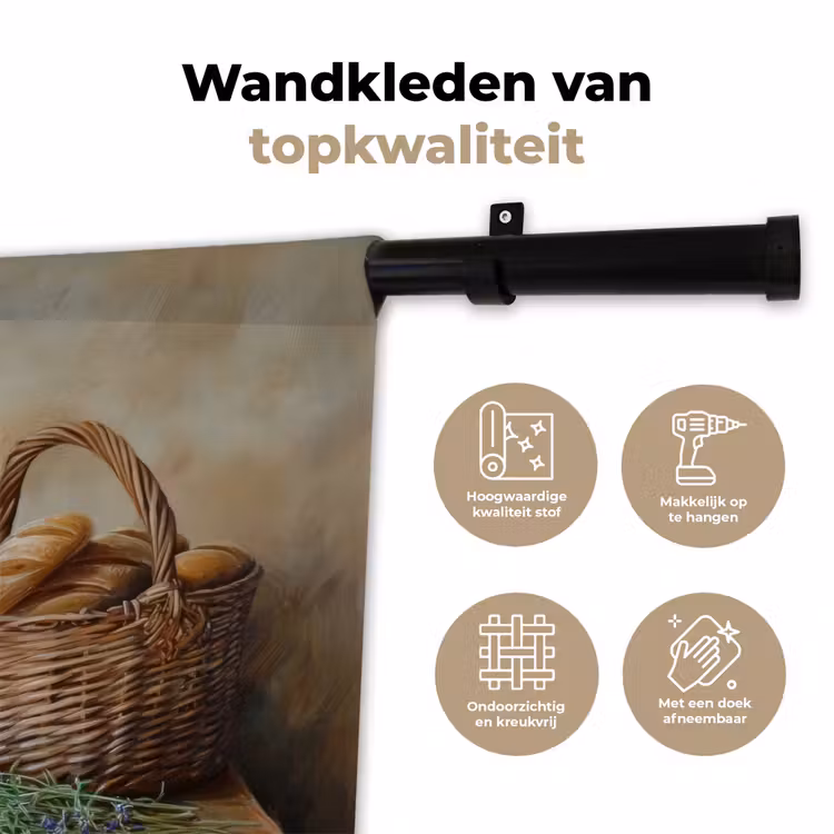 Lavendel - Brood - Stilleven Wandkleed katoen klein -sfeer2