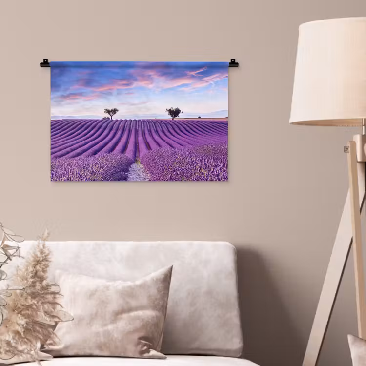 Lavendel - Natuur - Paars - Bomen - Bloemen Wandkleed katoen klein -sfeer4