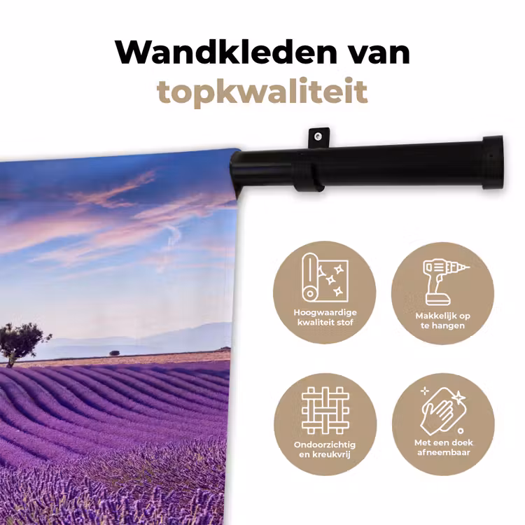 Lavendel - Natuur - Paars - Bomen - Bloemen Wandkleed katoen klein -sfeer2