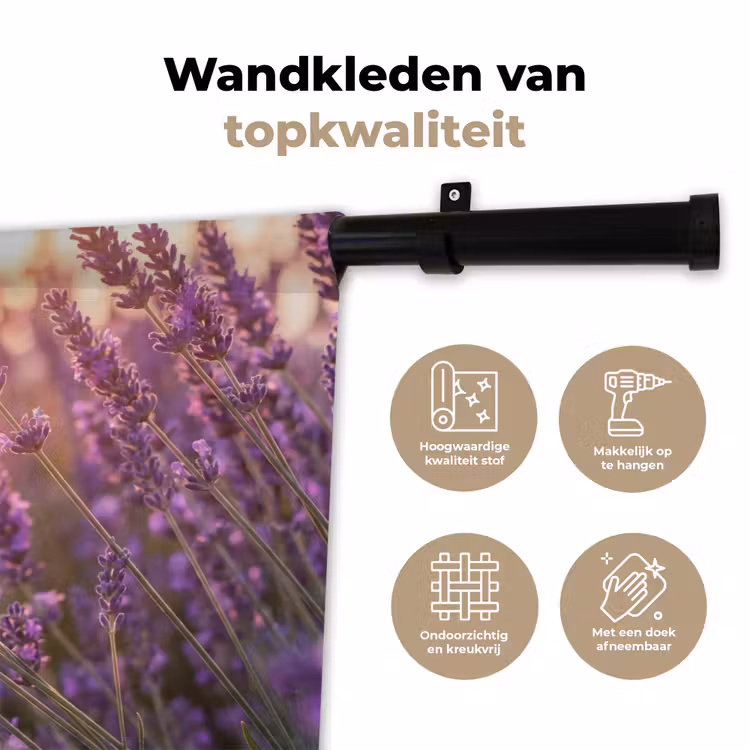 Lavendel - Paars - Zonlicht Wandkleed katoen klein -sfeer2
