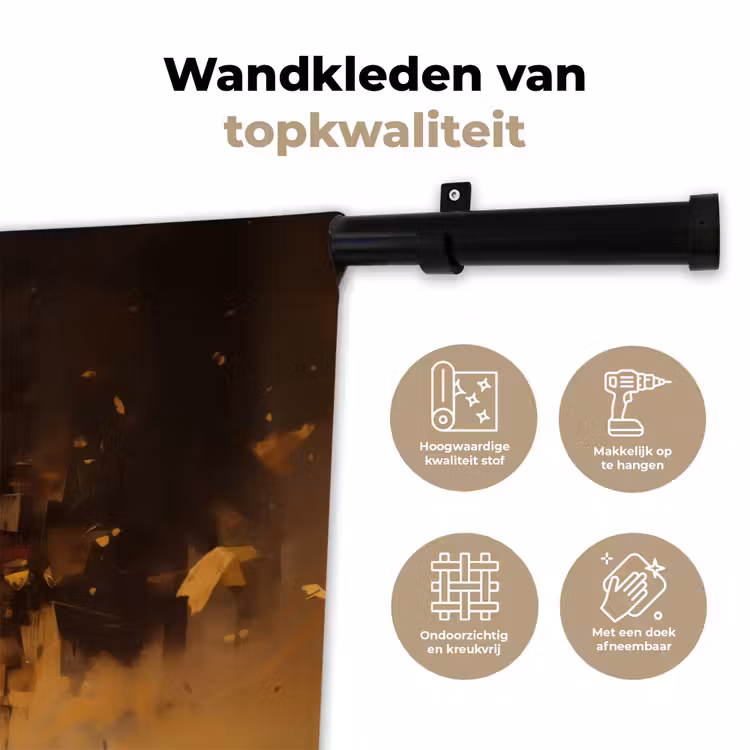 Leeuw - Geschilderd - Abstract - Goud Wandkleed katoen klein -sfeer2