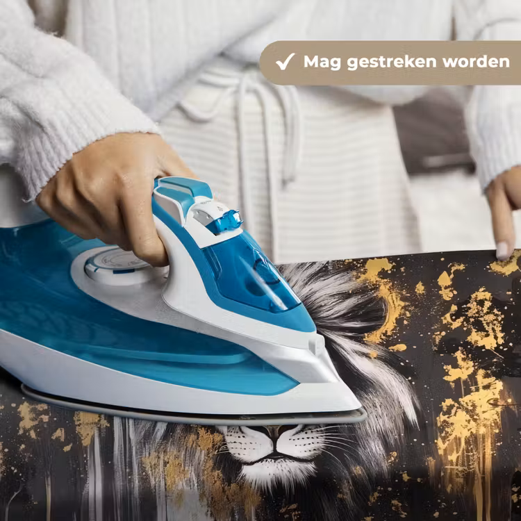 Leeuw - Portret - Verfspatten - Grijs Wandkleed katoen klein -sfeer9