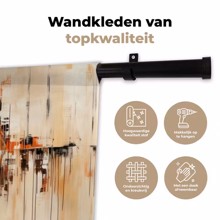 Leeuwenkop - Lijnen - Crème Wandkleed katoen klein -sfeer2