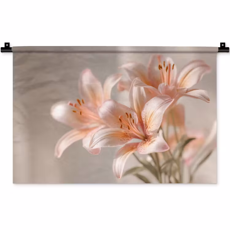 Lelies - Meeldraden - Roze - Wazig Wandkleed katoen klein -zz3d