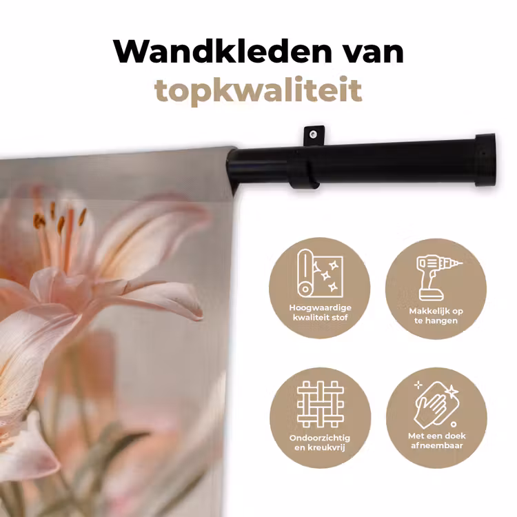 Lelies - Meeldraden - Roze - Wazig Wandkleed katoen klein -sfeer2
