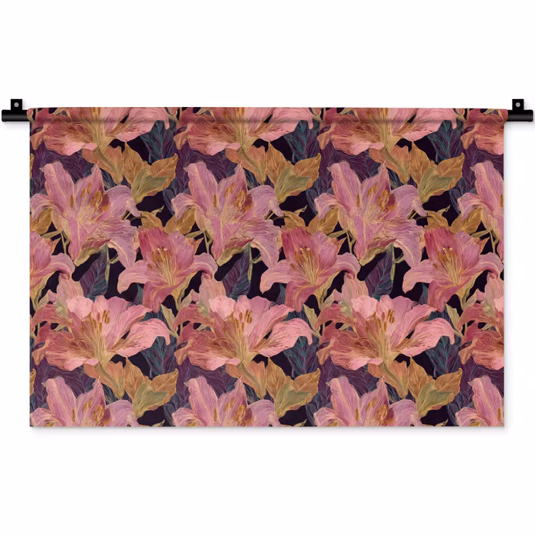 Lelies - Patroon - Roze - Goud Wandkleed katoen klein 269 -zz3d